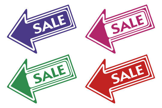 set of Sale arrow icon silhouette vector illustration, isolated on white background