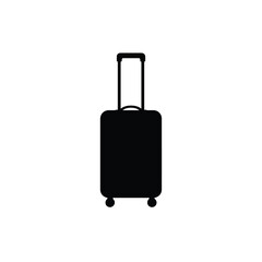 Carry on suitcase minimal vector silhouette black design isolated on white