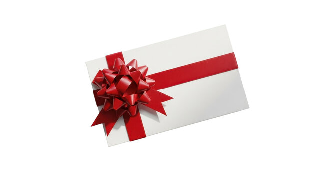 Gift Card With Red Ribbon and Bow.