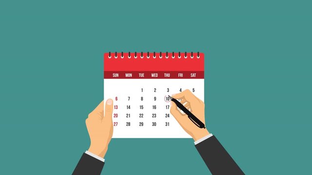 calendar mark date video animation flat concept