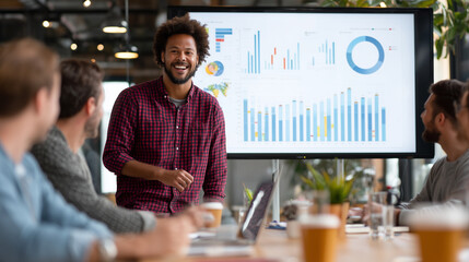 Young diverse business team collaborating in modern bright office – teamwork and success concept