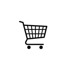 Empty shopping cart minimal vector silhouette black design isolated on white