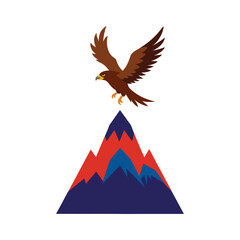 mountains and flying eagle vector