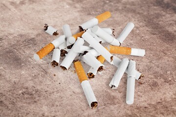 Dried tobacco cigarettes, smoking concept