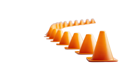 Traffic cone on transparent background, safety and construction tool