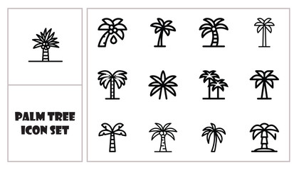 Tropical palm tree icon symbolizing travel, vacation, beach, or summer destinations.