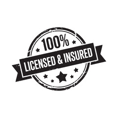 100 percent licensed and insured stamp seal emblem