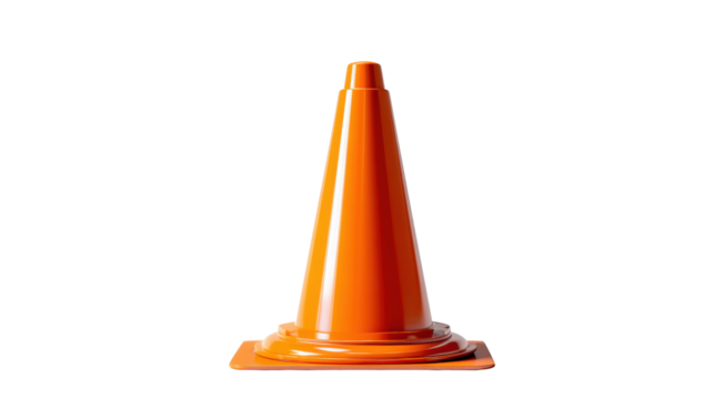 Orange Traffic Cone on Transparent Background