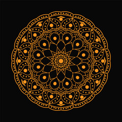 Black vintage gold mandala flower pattern vector illustration