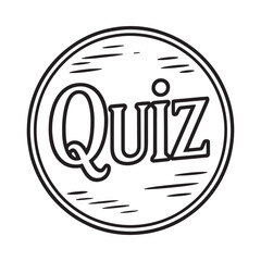 Circular quiz icon with hand drawn style