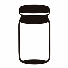 Simple black and white illustration of a jar with a closed lid