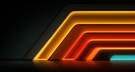 Black background with orange and blue stripes. The stripes are in different colors