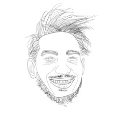 Hand-Drawn Line Art Portrait of a Smiling Man | Minimal Sketch Vector Illustration
