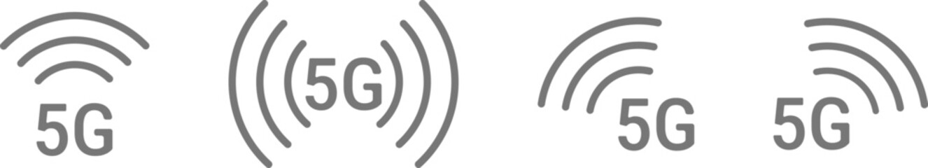 Gray 5G Signal Icons in Different Directions