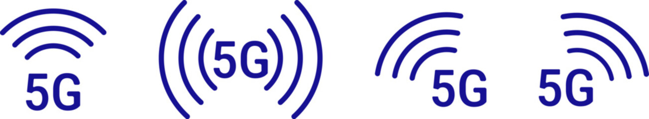 Set of Blue 5G Icons