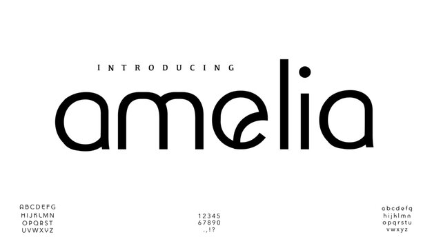 Amelia Font. minimal creative tech logo alphabet fonts. 