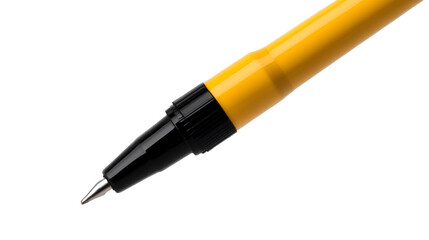 Close-up of Yellow Ballpoint Pen Tip Isolated on White