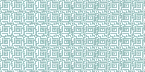 Mint Green Geometric Maze Seamless Pattern &ndash; Minimal Retro Line Art Background for Fabric, Wallpaper, and Packaging Design