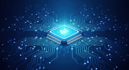 Futuristic Artificial Intelligence Processor Chip Vector Design