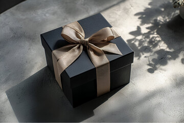Elegant black gift box with a silky ribbon, perfect for special occasions and celebrations.