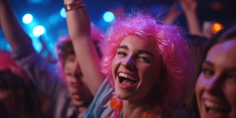 Exciting dance party celebration nightclub event photography vibrant atmosphere close-up view