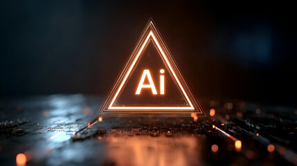 Modern representation of artificial intelligence in a striking triangular design with glowing elements.