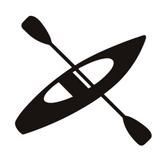 A stylized silhouette of a kayak with paddle, ready for outdoor adventure