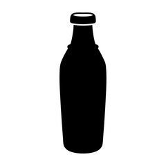 Elegant Black Bottle Silhouette on White Background Perfect for Design Projects
