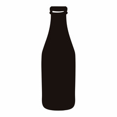 A black silhouette of a bottle isolated on a white background space