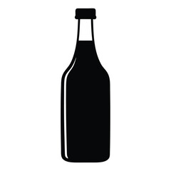 Sleek Black Bottle Silhouette on White Backdrop for Various Liquid Contents