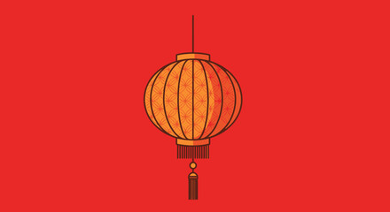 Elegant Line Art Chinese Lantern Traditional Festival Decoration Celebration Illustration