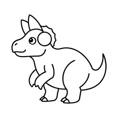 triceratops wearing headphone on white Background