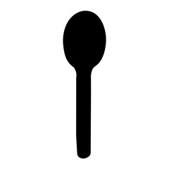 Isolated silhouette of a classic round spoon on a white background
