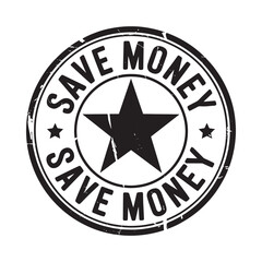 Save money stamp with star illustration