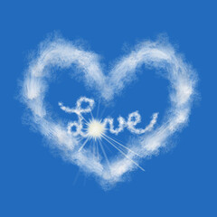 Fototapeta premium Love in the Sky _ Heart and Love World Formed by Clouds on a Sky with Sunlight