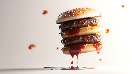  a cheeseburger against a white background. 