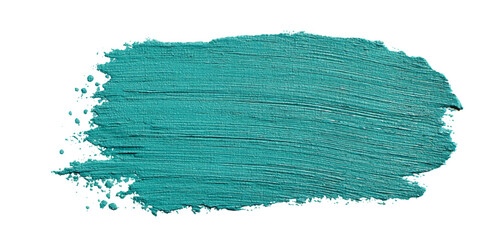 Textured teal green paint stroke with visible brush marks on a white background