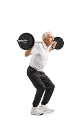 Elderly man lifting weights