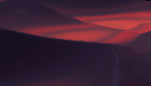 Soft, abstract landscape with flowing red and orange light patterns.