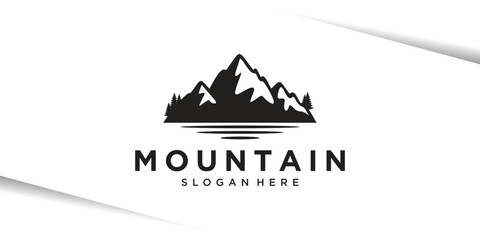 Mountain river silhouette logo design