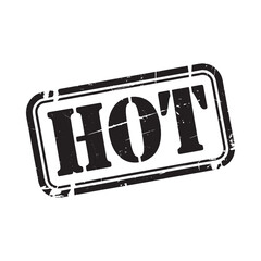 Distressed black stamp with the word hot