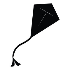 Simple black kite silhouette with a curved tail and diamond shape
