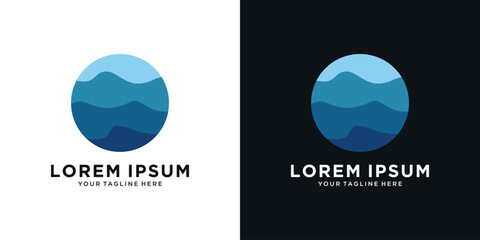 Sea water logo design, abstract ocean blue