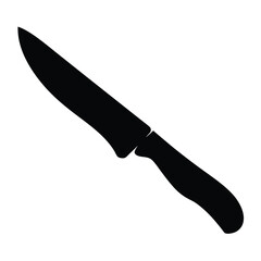 Silhouette of a sharp kitchen knife with a smooth ergonomic handle