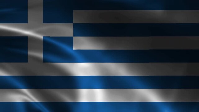 Rippling flag of greece in blue and white.