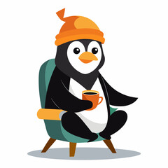penguin in winter clothes