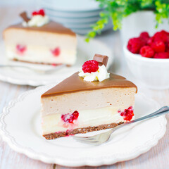 Kinder Chocolate Cheesecake with Raspberries – Homemade Dessert