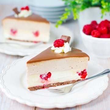 Kinder Chocolate Cheesecake with Raspberries &ndash; Homemade Dessert