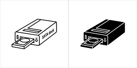 Sata dock vector icon in outline and filled style