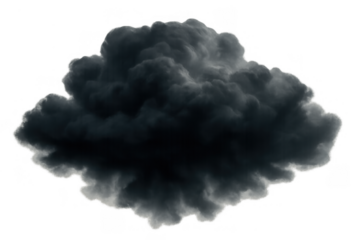 Dark storm cloud forming, bringing ominous weather, isolated smoke or vapor element with transparent background